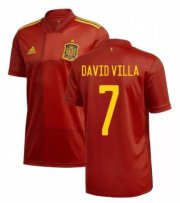 2020 EURO Spain Home Soccer Jersey Shirt DAVID VILLA 7