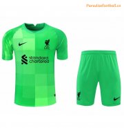 2021-22 Liverpool Green Goalkeeper Soccer Jersey Uniforms (Shirt+Shorts)
