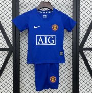 2008-09 Manchester United Retro Kids Away Soccer Kit Shirt With Shorts
