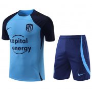 2022-23 Atletico Madrid Blue Navy Training Kits Shirt with Shorts