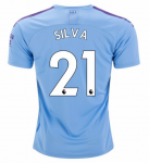 2019-20 Manchester City Home Soccer Jersey Shirt Silva #21