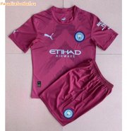 Kids Manchester City 2022-23 Red Goalkeeper Soccer Kits Shirt With Shorts
