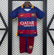 2015-16 Barcelona Retro Kids Home Soccer Kit Shirt With Shorts