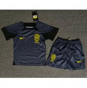 2022 World Cup Brazil Black Goalkeeper Kids/Youth Soccer Kits Shirt with Shorts