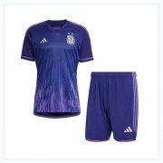 2022 World Cup Kids Argentina Away Soccer Kits Shirt With Shorts