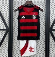 2025-26 Flamengo Kids Home Vest Soccer Kits Shirt With Shorts