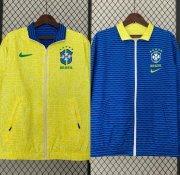 2023-24 Brazil Yellow Blue Reversible Trench Coat Jacket