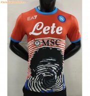 2021-22 Napoli Maglia Gara Maradona Special Orange Soccer Jersey Shirt Player Version