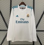 2017-18 Real Madrid Retro Long Sleeve Home Soccer Jersey Shirt