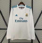 2017-18 Real Madrid Retro Long Sleeve Home Soccer Jersey Shirt