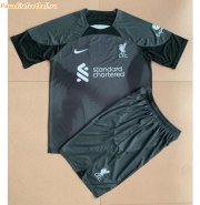 Kids 2022-23 Liverpool Black Goalkeeper Soccer Kits Shirt With Shorts
