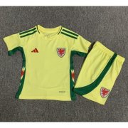 2024 Euro Cup Wales Kids Away Soccer Kits Shirt With Shorts
