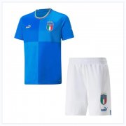 Kids Italy 2022-23 Italy Home Soccer Kits Shirt With Shorts