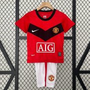 2009-10 Manchester United Retro Kids Home Soccer Kits Shirt With Shorts