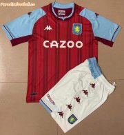 Kids Aston Villa FC 2021-22 Home Soccer Kits Shirt With Shorts