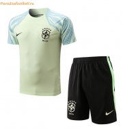 2022 Brazil Light Green Short Sleeve Training Kits Shirt with Pants