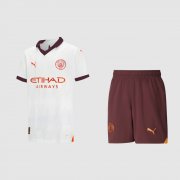 2023-24 Manchester City Kids Away Soccer Kits Shirt With Shorts