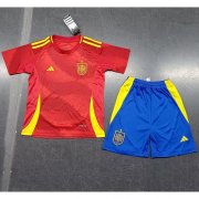 2024 Euro Cup Spain Kids Home Soccer Kits Shirt with Shorts