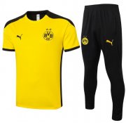 2020-21 Dortmund Yellow Black Short Sleeve Training Sets Long Pants with Shirt