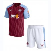 Kids Aston Villa FC 2023-24 Home Soccer Kits Shirt With Shorts