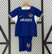2023-24 Chelsea Kids Home Soccer Kits Shirt with Shorts & Sponsor