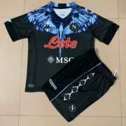 Kids Napoli 2021-22 Blue Burlon Maglia Gara Soccer Kits Shirt With Shorts