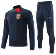 2022 FIFA World Cup Portugal Navy Training Kits Sweatshirt with Pants