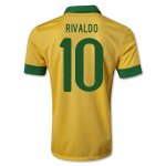 13/14 Brazil #10 Rivaldo Yellow Home Jersey Shirt