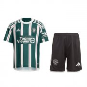 2023-24 Manchester United Kids Away Soccer Children Kits Shirt With Shorts