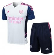 2022-23 Arsenal White Pink Training Kits Shirt with Shorts