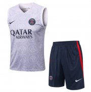 2022-23 PSG Light Grey Training Kits Vest Shirt with Shorts