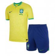 2022 World Cup Brazil Home Kids/Youth Soccer Kits Shirt with Shorts