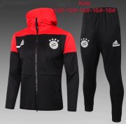 Kids 2020-21 Bayern Munich Black Red Training Kits Youth Hoodie Jacket with Pants