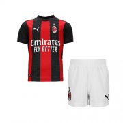 2020-21 AC Milan Kids Home Soccer Kits Shirt with Shorts