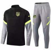 2020-21 Atletico Madrid Black Grey Training Kits Sweatshirt with Pants