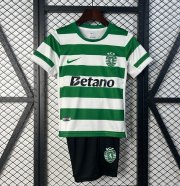 2025-26 Sporting Lisbon Kids Home Soccer Kits Shirt With Shorts