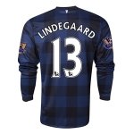 13-14 Manchester United #13 LINDEGAARD Away Black Long Sleeve Jersey Shirt