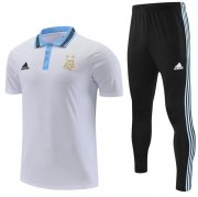 2022 FIFA World Cup Argentina White Polo Kits Shirt + Pants