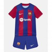 2023-24 Barcelona Kids Home Soccer Kits Shirt With Shorts