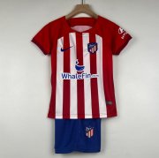 2023-24 Atletico Madrid Kids Home Soccer Kits Shirt With Shorts