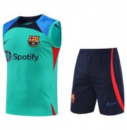 2022-23 Barcelona Green Training Vest Kits Shirt with Shorts