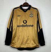 01-02 Manchester United Long Sleeve Away Gold Centenary Soccer Jersey Shirt