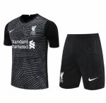 2020-21 Liverpool Goalkeeper Black Soccer Kits (Shirt+Shorts)