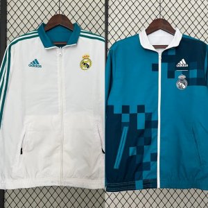 2024-25 Real Madrid Blue White Reversible Trench Coat Jacket