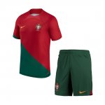 Kids Portugal 2022 FIFA World Cup Home Soccer Kits Shirt With Shorts
