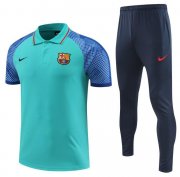 2022-23 Barcelona Green Blue Polo Kits Shirt + Pants