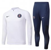 2022-23 PSG White Zipper Training Kits Sweatshirt with Pants