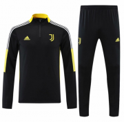 2021-22 Juventus Black Yellow Training Kits Sweatshirt with Pants