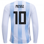 2018 World Cup Argentina Messi #10 Long Sleeve Home Soccer Jersey