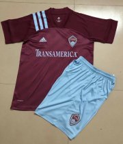 Kids Colorado Rapids 2020-21 Home Soccer Shirt With Shorts